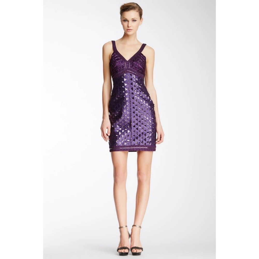 Sue Wong Nocturne Dress Purple Beaded Sequined Cocktail Dress Size 10 Elegant